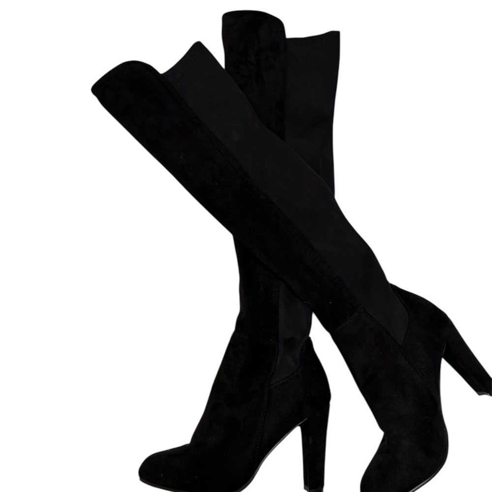 Shoe Dazzle Black Over the Knee Boots with Stiletto Heel
